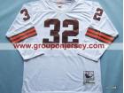 Cleveland Browns #32 JIM BROWN Mitchell&Ness White Long Sleeve Jerseys