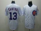 Chicago Cubs #13 Starlin Castro White Blue Strip Jerseys