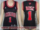 Chicago Bulls #1 Rose Black Women NBA Jersey