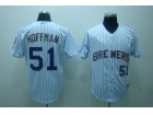 Milwaukee Brewers #51 HOFFMAN White Blue Strip 40th Patch jerseys