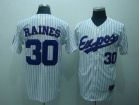 Montreal Expos #30 Raines White blue strip M&N Jerseys