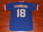 New York Mets #18 Darryl Strawberry Blue Throwback Jersey