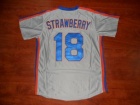 New York Mets #18 Darryl Strawberry Grey Throwback Jersey