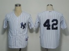 New York Yankees #42 Rivera White black strip Jerseys