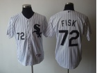 Chicago White Sox #72 FISK White Black Strip Jerseys