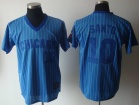 Chicago Cubs #10 SANTO Blue White Strip Jerseys