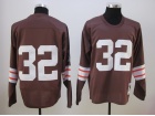 Cleveland Browns #32 JIM BROWN Mitchell&Nes Brown Long Sleeve Jerseys