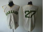 Oakland Athletics #27 Catfish Hunter Cream 1968 Mitchell & Ness Home Jerseys