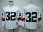 Cleveland Browns #32 JIM BROWN Mitchell&Ness White Long Sleeve Jerseys