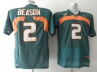 Miami Hurricanes #2 Jon Beason Green NCAA Football Jerseys