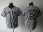 New York Yankees #2 Derek Jeter Grey with W3000 Hits Patch and Have Name 