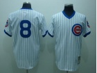 Chicago Cubs #8 DAWSON White Blue Strip M&N Jersey