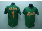 New York Mets #1  Mookie Wilson Green Throwback Jerseys