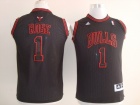 Youth Chicago Bulls #1 Derrick Rose Black with Red Number Kids Jersey