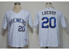 Milwaukee Brewers #20 Locroy White Pinstrip Cool Base Jerseys