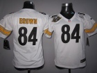 2012Nike Pittsburgh Steelers #84 Brown White With 80th Patch Kids Jerseys