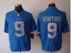 Detroit Lions #9 Matthew Stafford Blue  With Silver Number Nike Limited Jerseys