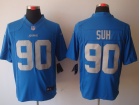 Detroit Lions #90 Suh Blue With Silver Number Nike Limited Jerseys