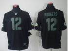 Green Bay Packers #12 Rodgers Nike Impact Limited Black Jerseys