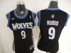 Minnesota Timberwolves #9 Rubio Dark Blue Women Jerseys