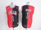 Chicago Bulls #1 Rose Red and Black Split jerseys