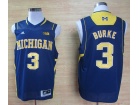 Michigan Wolverines #3 Trey Burke Blue Big 10 Patch Basketball Jerseys