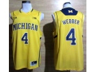 Michigan Wolverines #4 Chirs Webber Yellow Basketball Jerseys