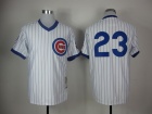 Chicago Cubs #23 Ryne Sandberg 1984 Throwback White Strip Jersey