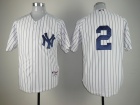 New York Yankees #2 Derek Jeter White Strip Jersey