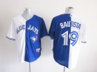 Toronto Blue Jays #19 Jose Bautista White And Blue Splite Jerseys