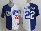 Los Angeles Dodgers #22 Kershaw Blue And White Splite Jerseys