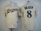 Milwaukee Brewers #8 Braun Cream Cool Base Jerseys