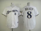 Milwaukee Brewers #8 Ryan Braun White Cool Base Jerseys