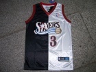 Philadelphia 76ers #3 IVERSON Black and White Splite Swingman Jerseys