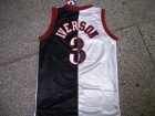 Philadelphia 76ers #3 IVERSON Black and White Splite Swingman Jerseys