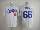 Men MLB Los Angeles Dodgers #66 Puig White Cool Base Jerseys