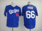 Men MLB  Los Angeles Dodgers #66 Puig Blue Cool Base Jerseys