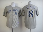 Milwaukee Brewers #8 BRAUN Grey Cool Base Jerseys