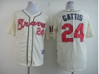 Atlanta Braves #24 Gattis Cream Cool Base Jerseys