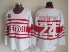 Detroit Red Wings #24 Probert White With 75th Patch CCM Jerseys