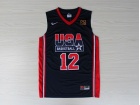 Nike Dream Team #12 Stockton Dark Blue USA Retro Jerseys