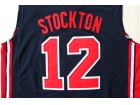 Nike Dream Team #12 Stockton Dark Blue USA Retro Jerseys