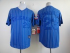 Chicago Cubs #23 Ryne Sandberg Blue White Strip Jersey