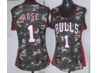 Chicago Bulls #1 Derrik Rose Camo Fashion Women Jerseys