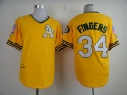 Oakland Athletics #34 Rollie Fingers Yellow M&N 1976 Baseball Jerseys