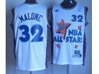 NBA 95 All Star #32 Karl Malone White Hardwood Classic Swingman Jerseys