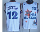 NBA 95 All Star #12 John Stockton White Hardwood Classic Swingman Jerseys