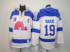 Quebec Nordiques #19 Joe Sakic White Pullover Hooded Sweatshirts