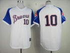 Atlanta Braves #10 Chipper Jones White with Blue Sleeve 1974 Throwback Jerseys