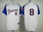 Atlanta Braves #8 Justin Upton White with Blue Sleeve 1974 Throwback Jerseys